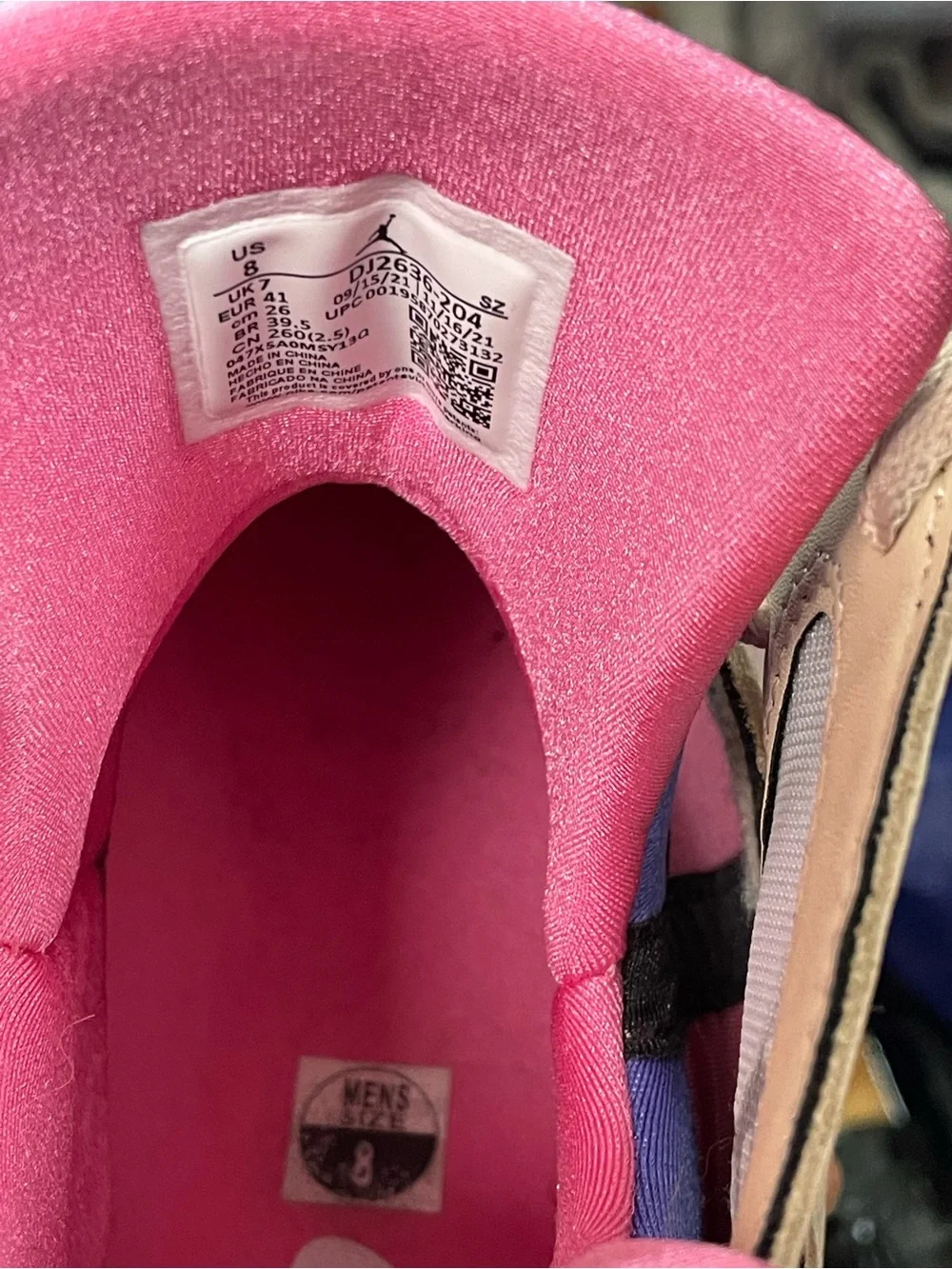 Jordan Kids Pink, Purple and Cream High-Top Basketball Sneakers